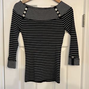 White House Black Market fitted off the shoulder top with 3/4 sleeves.